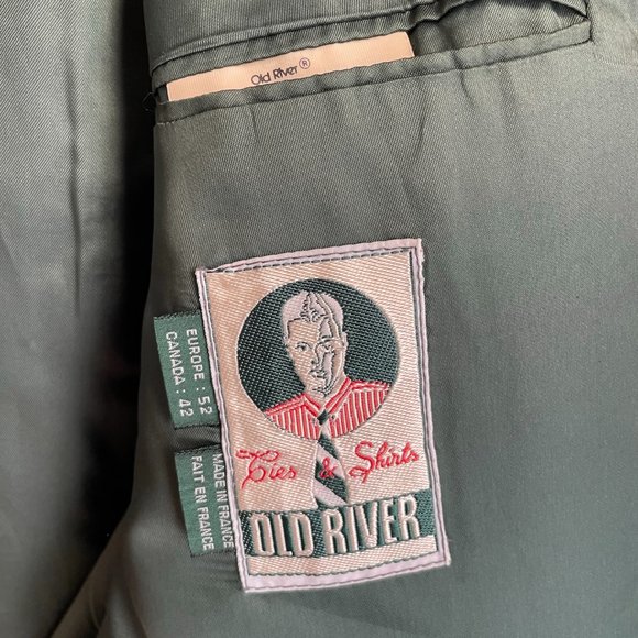 Vintage Old River Houndstooth Pattern Wool Blazer Leather Elbow Patches Size 42 - Picture 8 of 9